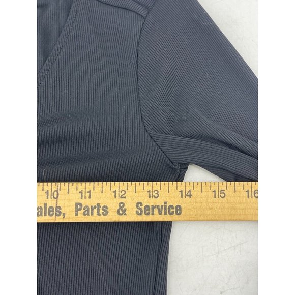 Zara Collection Women's Knit Open V Neck Long Sleeve Black Crop Top Shirt Size S - Picture 8 of 10